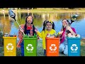 Wendy Ellie and Lyndon Pretend Play Clean Up Trash in the Ocean | #TeamSeas