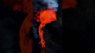 4K Aerial View: Volcano Eruption In Iceland (Bright Orange Lava)
