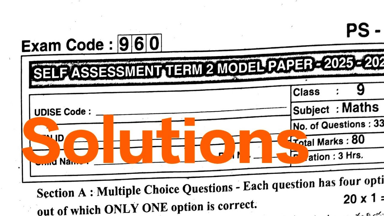 9th class Maths🔑 SA-2 Real Key Solutions 2025-26 || SELF ASSESSMENT TERM 2 MODEL PAPER