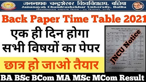 Jncu Back Paper Time Table आ गया है। एक ही दिन होगा पेपर