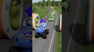 Weird Cars Crossing Go TWO GAINT SLAP Hulk's Foot Bollards in BeamNG.Drive