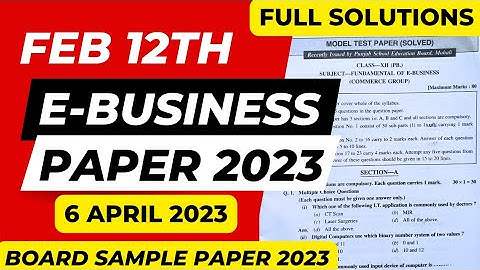 Fundamental Of E-Business Paper 2023 class 12 | Pseb 12  E Business board sample paper 2023 solution