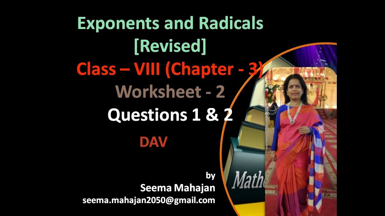 Exponents And Radicals Revised Class VIII Chapter 3 Worksheet 2 exponents-and-radicals-revised-class-viii-chapter-3-worksheet-2