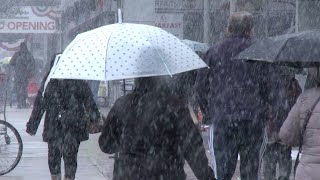 Heavy Snow Falls On People In Queens, NY - 1/19/2024