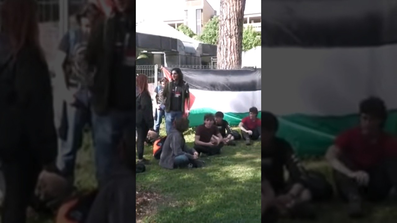 Gli studenti tornano ad accamparsi davanti alla Sapienza per protestare per Gaza #shorts #news