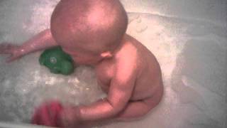 Zachary's first bath by self