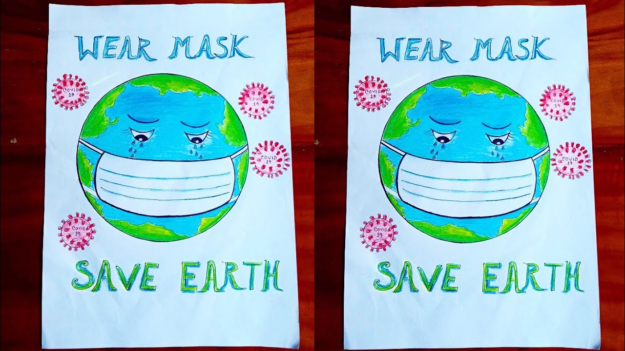 Save Earth From Corona Virus |Corona Virus Awareness Poster Drawing |Wear Mask Stay safe