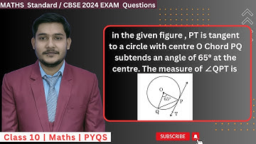in the given figure , PT is tangent to a circle with centre O Chord PQ subtends an angle of 65° at t