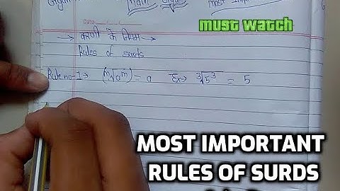 Most important Rules of Surds   करणी के नियम