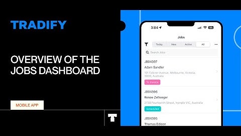 Overview of the Jobs Dashboard on the Tradify Mobile App