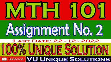 MTH101 Assignment 2 2022