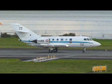 Extremely Rare Old French Navy Dassault Falcon 200 - Registration 72 Landing at Auckland Airport