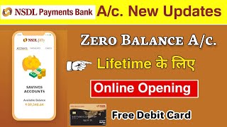 NSDL Payments bank lifetime zero balance account online opening| nsdl bank virtual debit card online