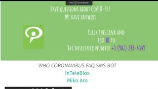 WHO CORONAVIRUS FAQ BOT by Miko Aro for TADHack Orlando Online 2020