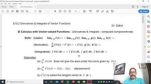 $13.2: Derivatives and Integrals of Vector Functions | Calculus 3 Lecture – Dr. Dahal