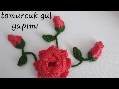 Tomurcuk örgü gül yapımı crochet rose