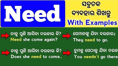 All Uses Of "Need" In Odia / Verb English Grammar In Odia / @odiaconnection