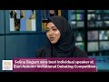 Selina Begum wins best individual speaker at Eton Debating Competition (on ITV London News)