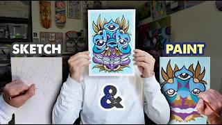 How I Paint Symmetrical Monster Art (From Sketch To Colouring Full Process + Tips)