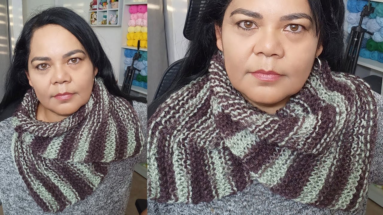 Bufanda diagonal con agujas muy fácil #normaysustejidos