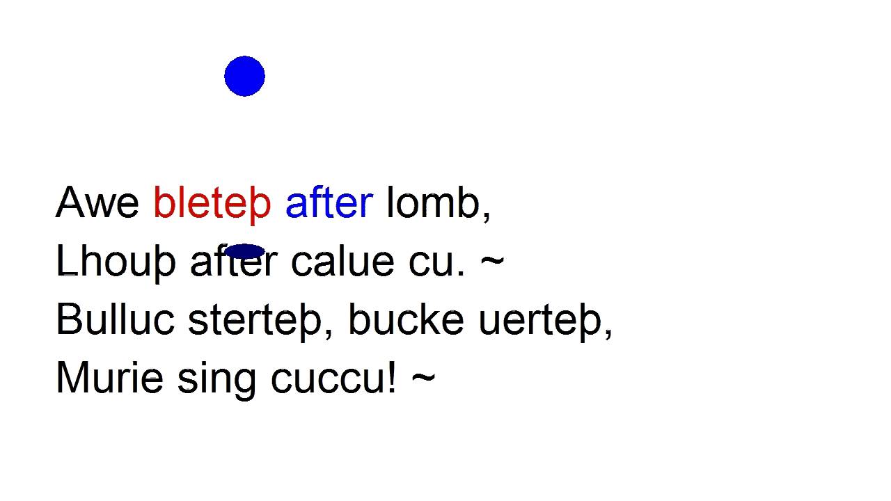 Sumer is icumen in metronome clicks with ball bouncing on the lyrics