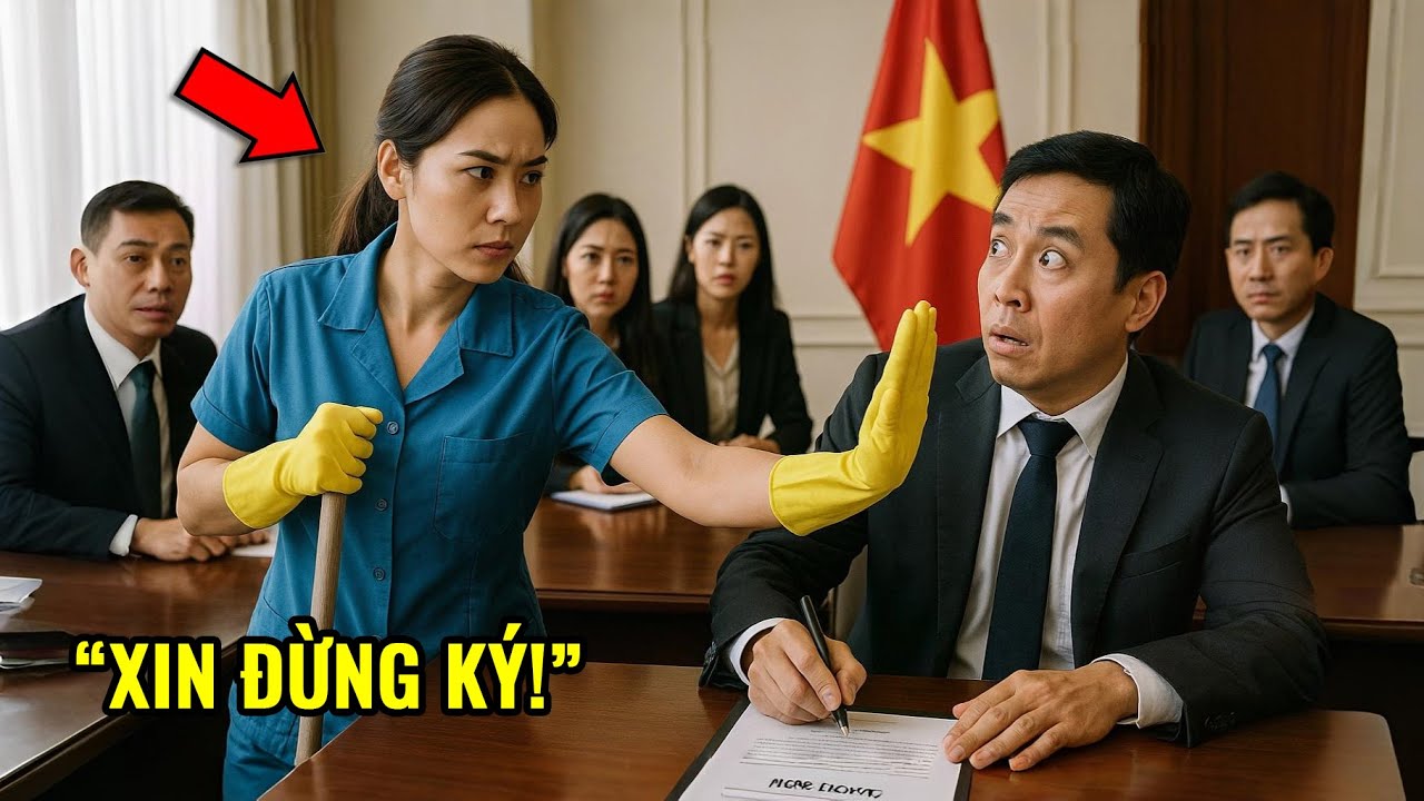 Cô lao công bất ngờ xông vào cuộc họp 500 tỷ – Một câu nói khiến cả phòng chết lặng!