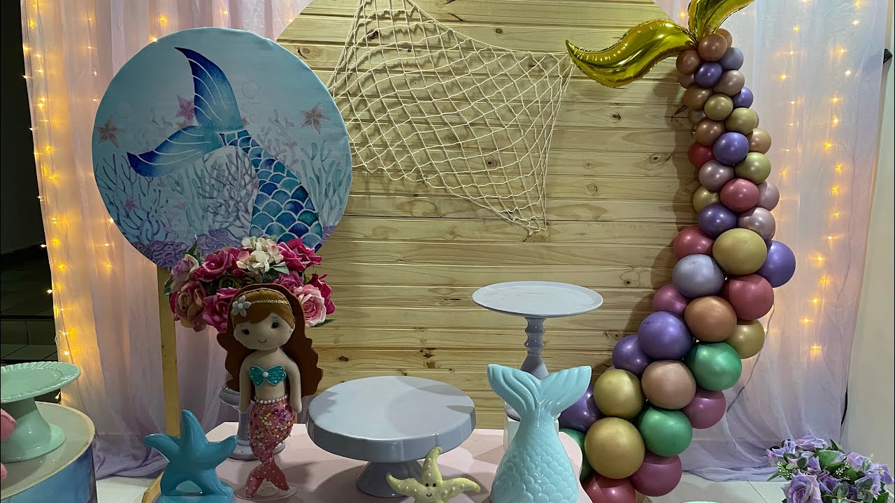 Como fazer cauda de sereia de balões - Decoração Sereia - YouTube