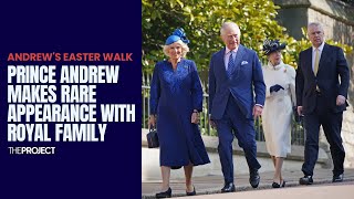 Prince Andrew Makes Rare Appearance With Royal Family During Easter Walk