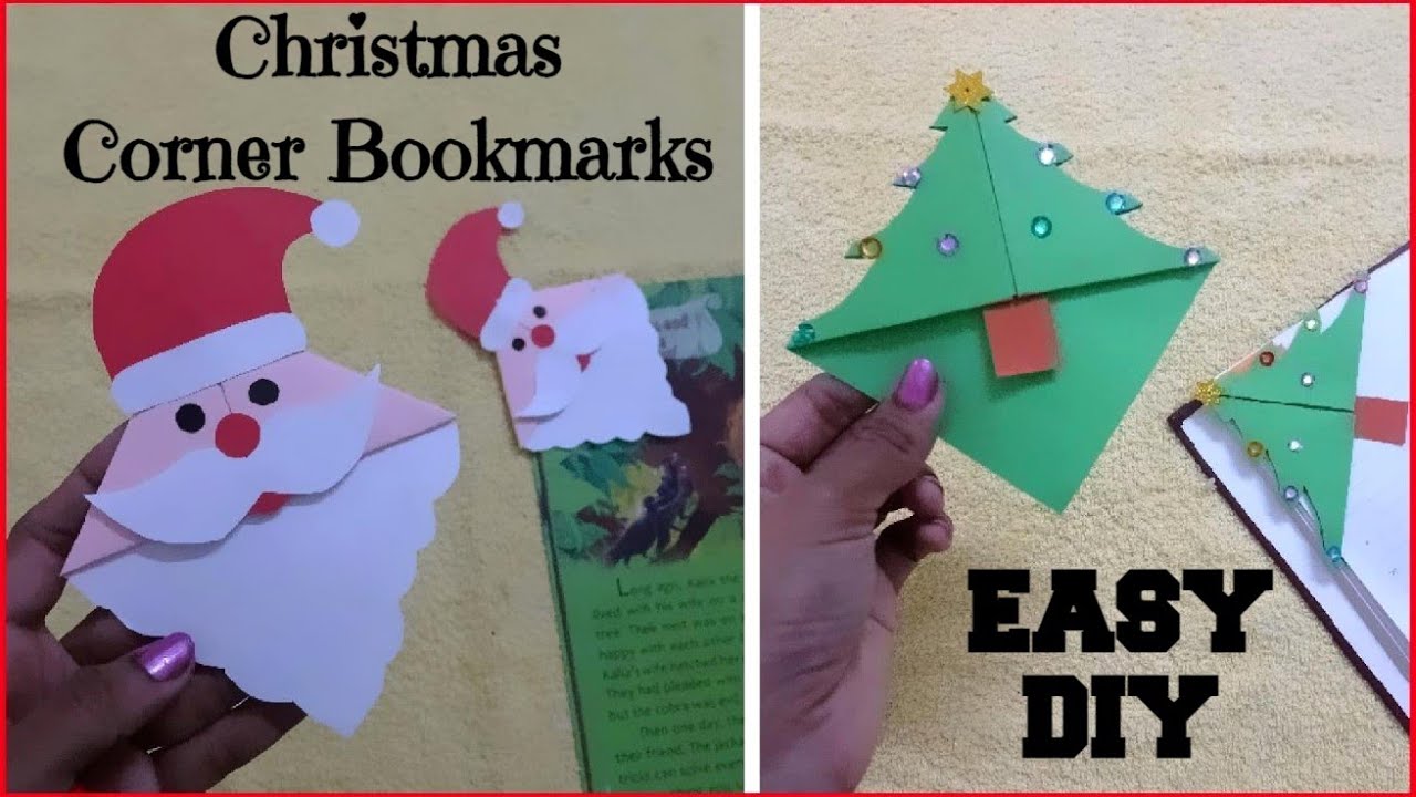 Easy Christmas Tree Bookmark & Santa Bookmark DIY ! Christmas Corner Bookmark Ideas ~Tutorial /Steps