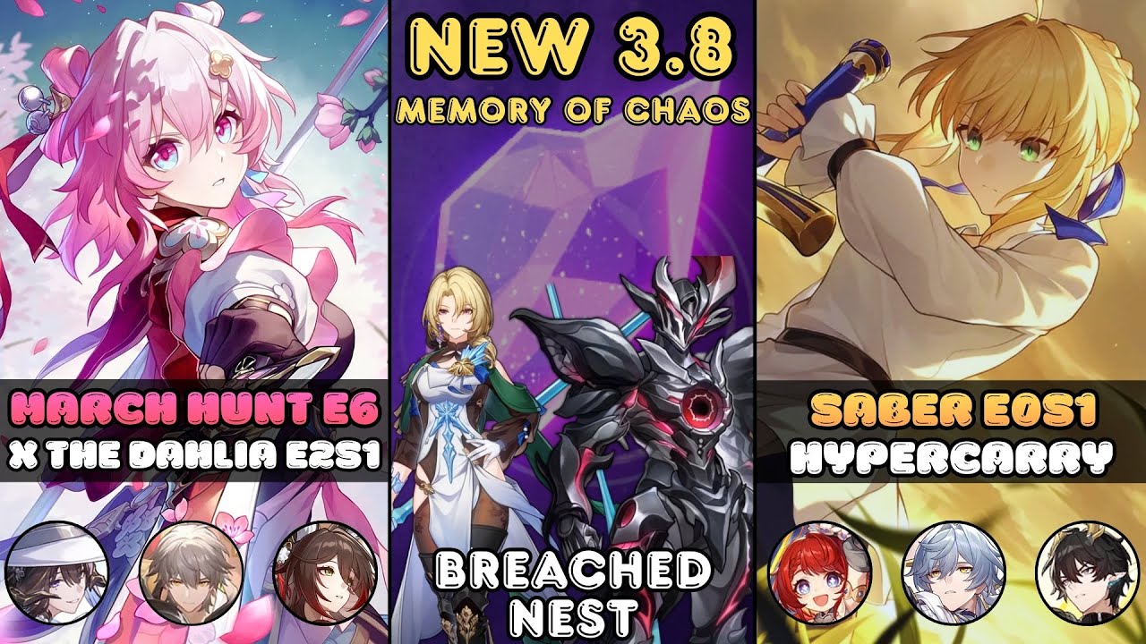March 7th Hunt E6 x The Dahlia E2S1 & Saber E0S1 Hypercarry | New Memory Of Chaos 3.8 | Hsr 3.8