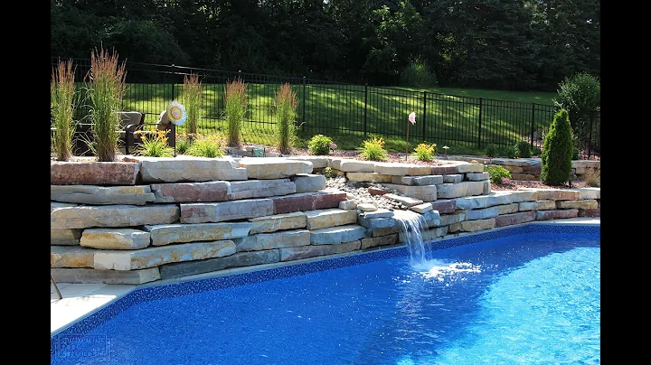 Lannon Stone Waterfall on Inground Pool