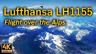Lufthansa LH1155, Flight over the Alps / Aviation / 4K
