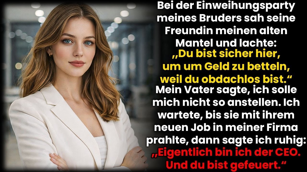Bruders Freundin verspottete meinen Mantel – ich lächelte; „Ich bin der CEO. Du bist gefeuert.“