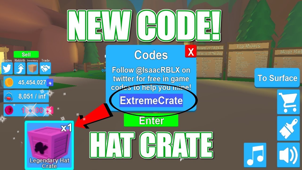 Mining Simulator Code Legendary Hat Crate Roblox Youtube - mining simulator code legendary hat crate roblox