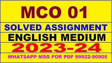mco 01 solved assignment 2023-24 | mco 1 solved assignment in english 2024 | mco 1 2024