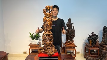 Tác Phẩm: Ngài Di Lặc ngũ phúc trên phôi gỗ sưa siêu khủng