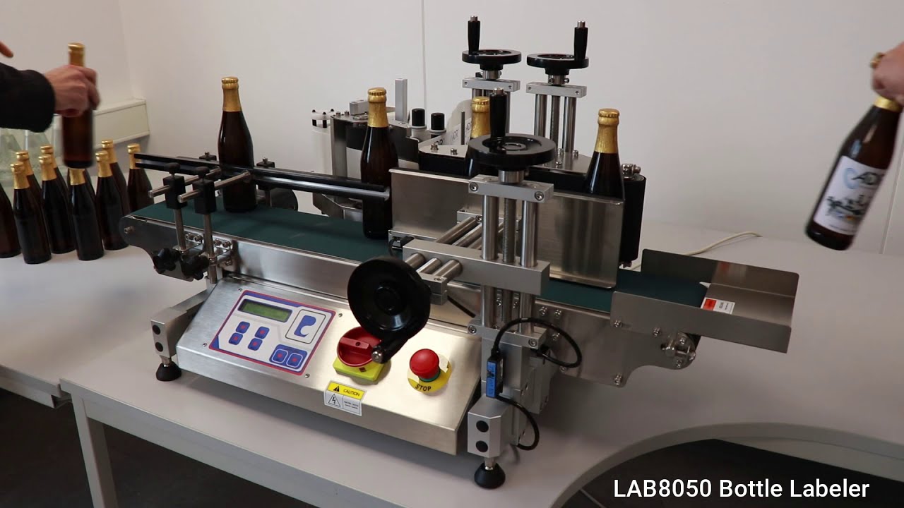 Lab8050 Flaschenetikettiermaschine Fur Flaschen Glaser Dosen Und Andere Runde Produkte Youtube