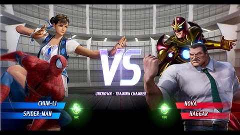 Spider-man and Chun-Li vs Haggar and NOVA - MARVEL VS. CAPCOM: INFINITE