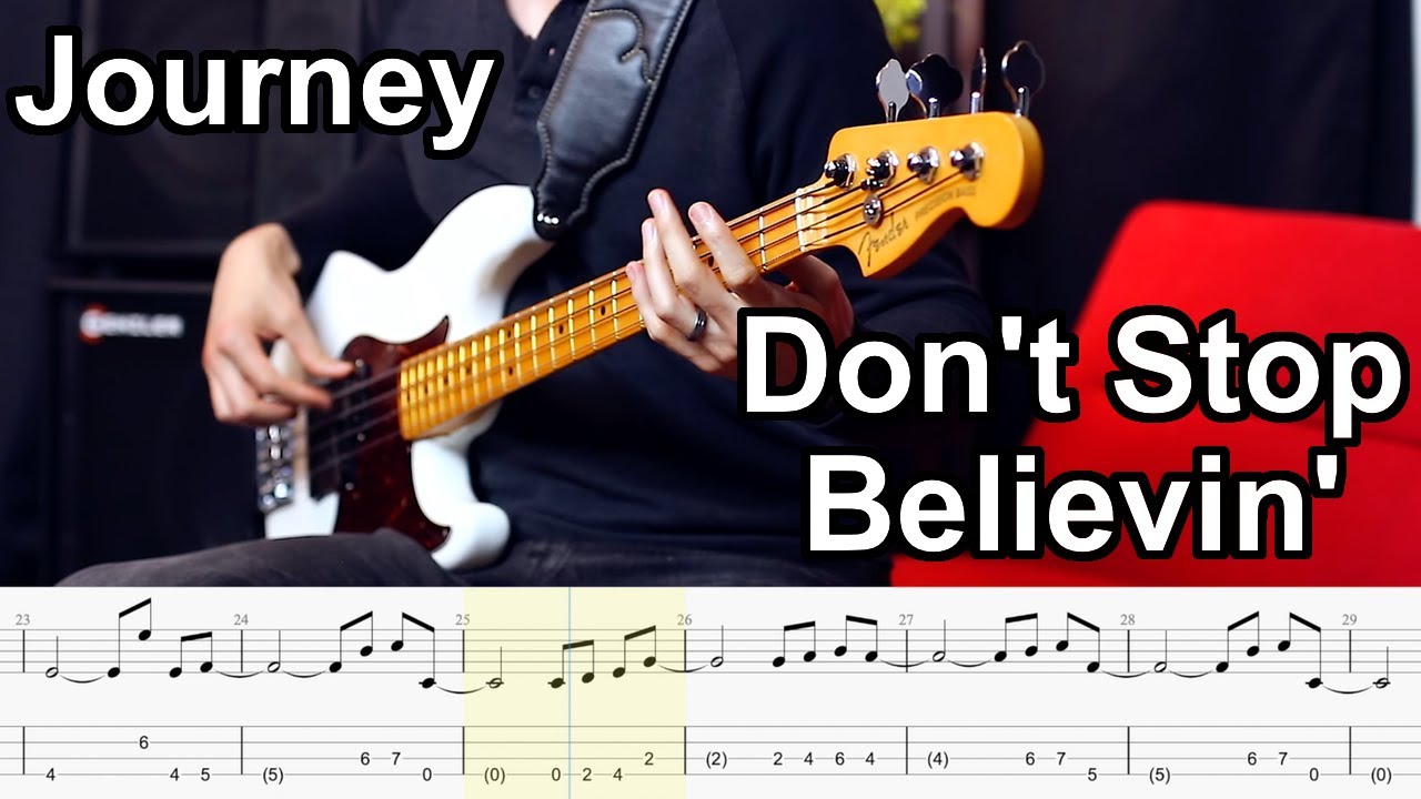 Journey - Don't Stop Believin'  // BASS COVER + Play-Along Tabs