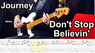 Journey - Don't Stop Believin'  // BASS COVER + Play-Along Tabs