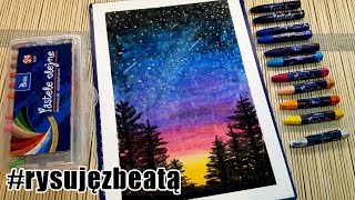Rysujemy nocne niebo pastelami olejnymi 🌌🌠| Night sky oil pastels speed drawing #rysujęzbeatą screenshot 4