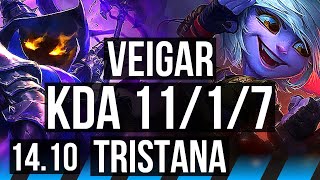 VEIGAR vs TRISTANA (MID) | 11/1/7, Dominating | EUW Diamond | 14.10