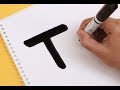 How to turn Letter T into a Cartoon CIRCUS TENT ! Drawing Art For kids