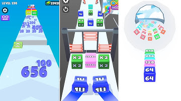 2048 Merge Battle | Jelly Run vs Jelly Tube vs Number Merge Race - 128F vs 4K vs 3K