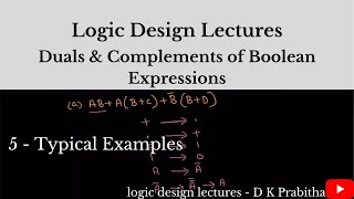 Dual and Complements of Boolean Expression/logic design lectures - D K Prabitha