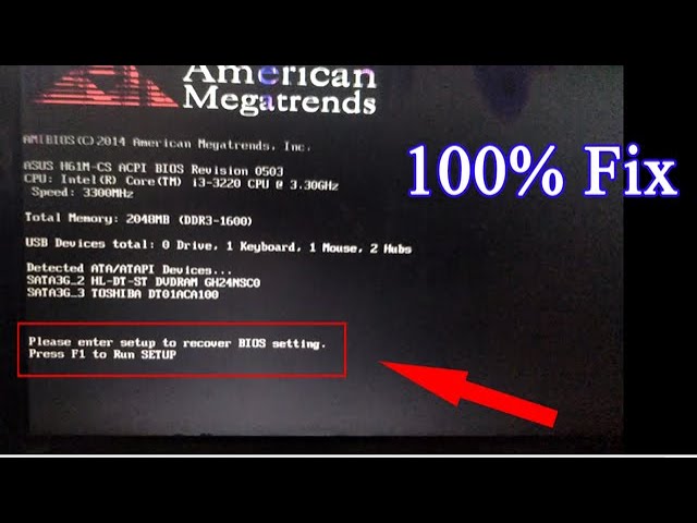 Mensagem Please enter setup to recover BIOS setting ao ligar o