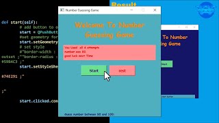 learn python with projects | python projects | Number guessing game in python pyqt5