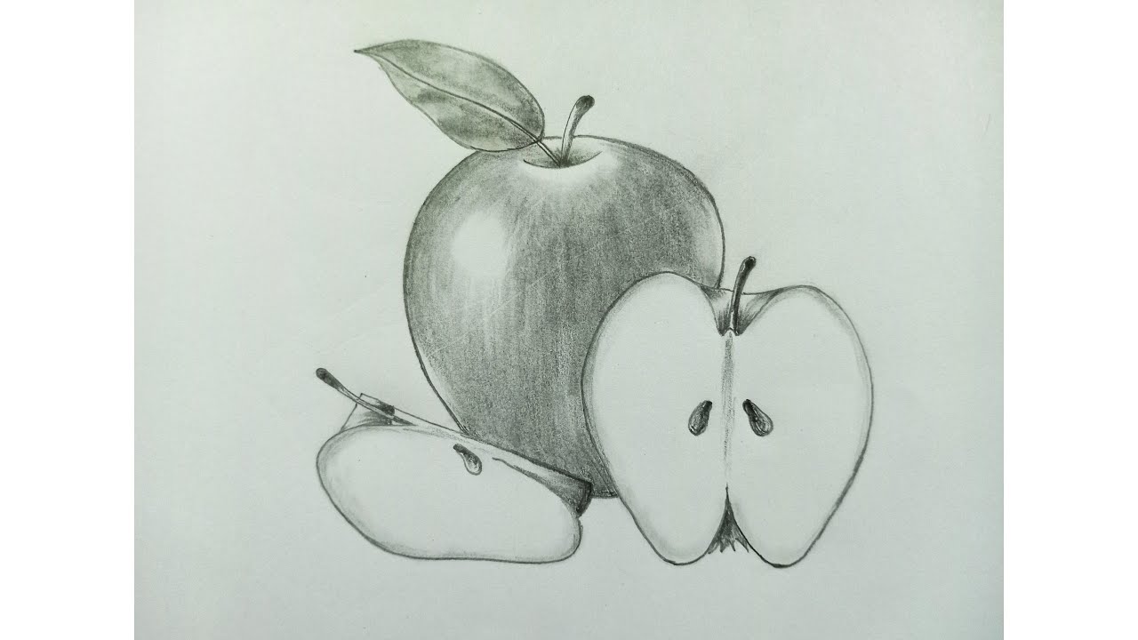 How to draw an apple for kids / Apple drawing pencil shading - YouTube