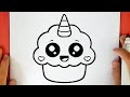 Comment dessiner un cupcake licorne kawaii