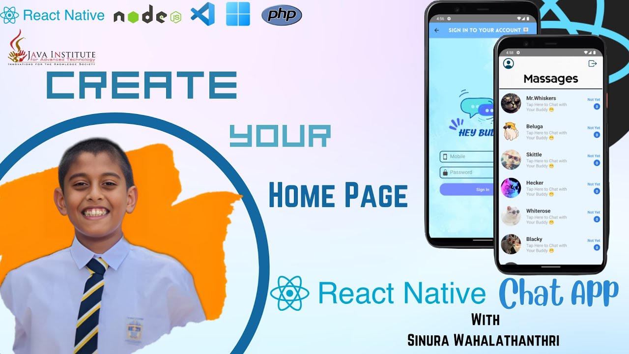 React Native Chat Application || Home Page || Sinura Wahalathanthri ...